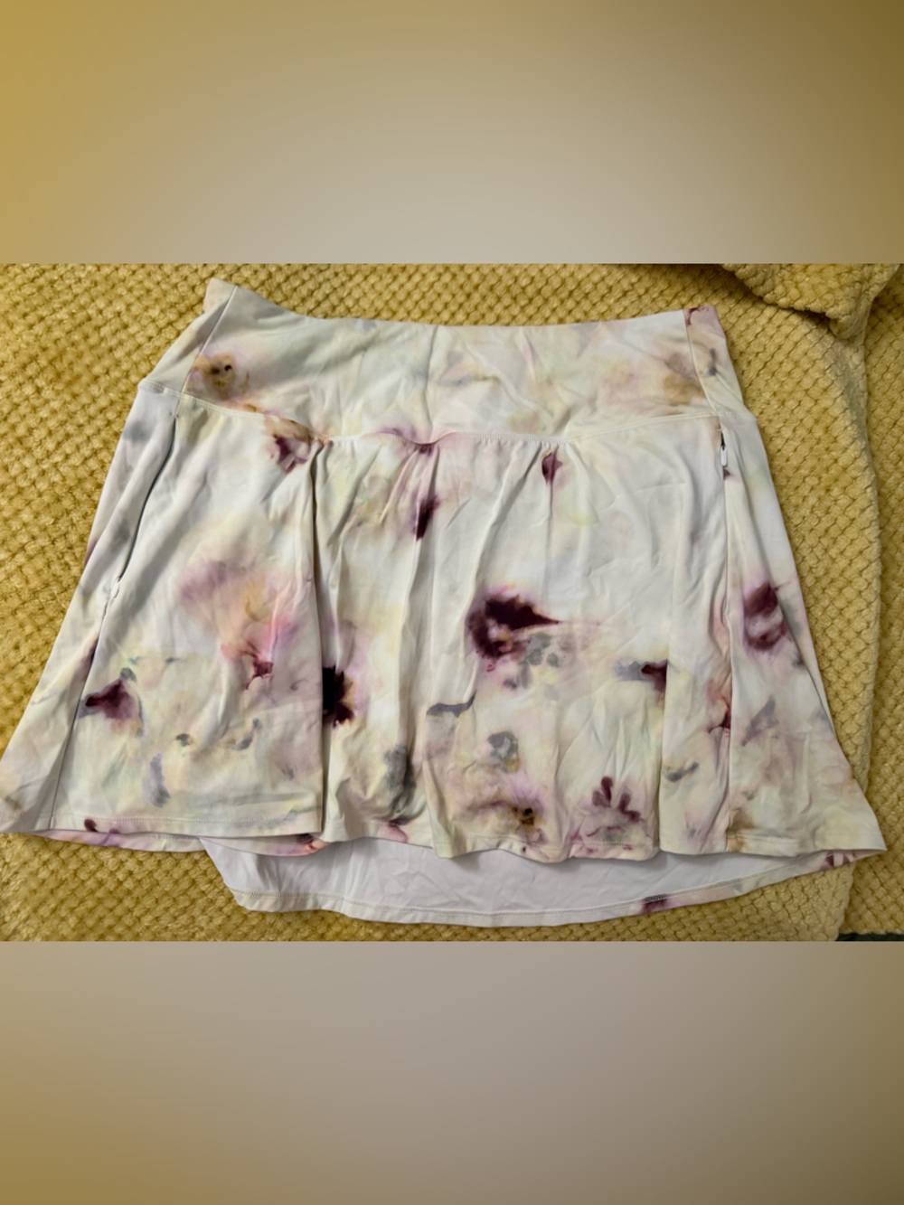 CALIA by Carrie Underwood White Skirt with Purple & Yellow Tie-Dye